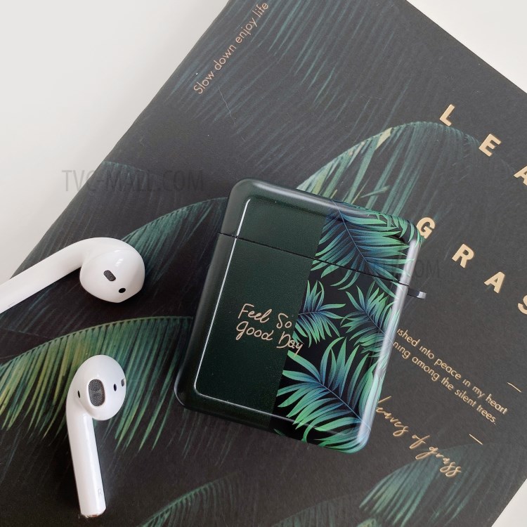 IMD TPU Earphone Cover Shell for Apple AirPods with Wireless Charging Case (2019)/with Charging Case (2016)/(2019) - Banana Leaves-2