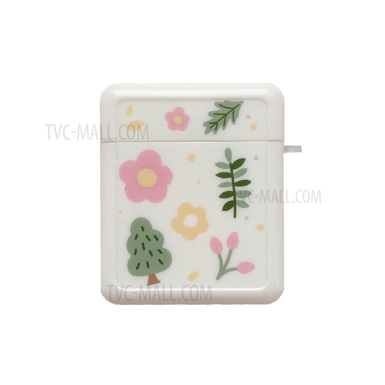 IMD TPU Earphone Case Printing with Flowers Pattern for Apple AirPods with Wireless Charging Case (2019)/with Charging Case (2016)/(2019) - Flowers and Leaves-1