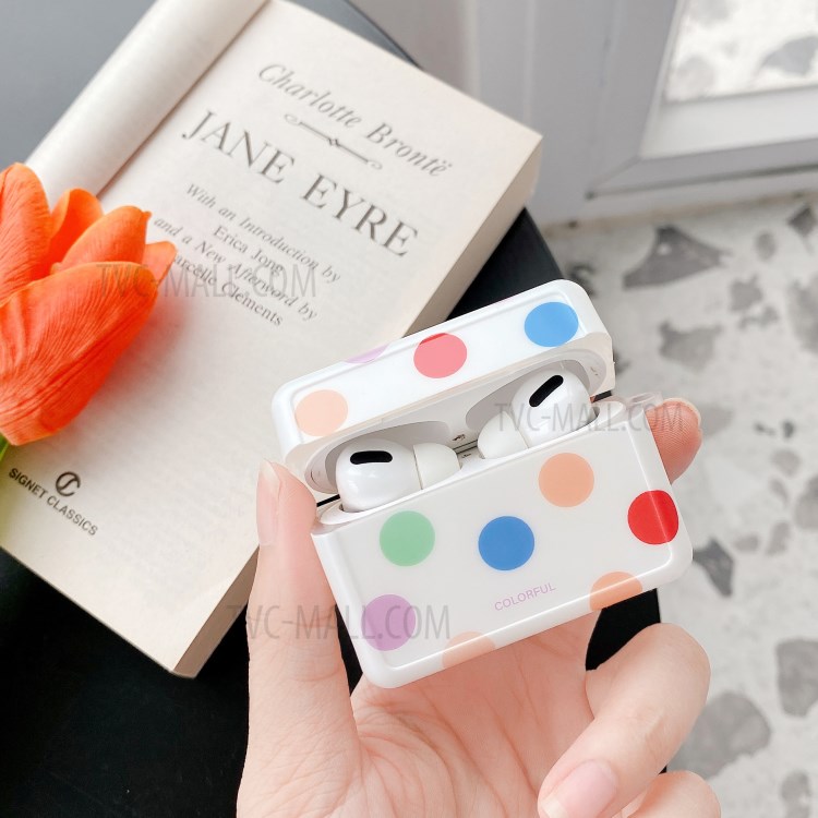 TPU Earphone Cover Case with Colored Pattern for Apple AirPods Pro - Polka Dot-1