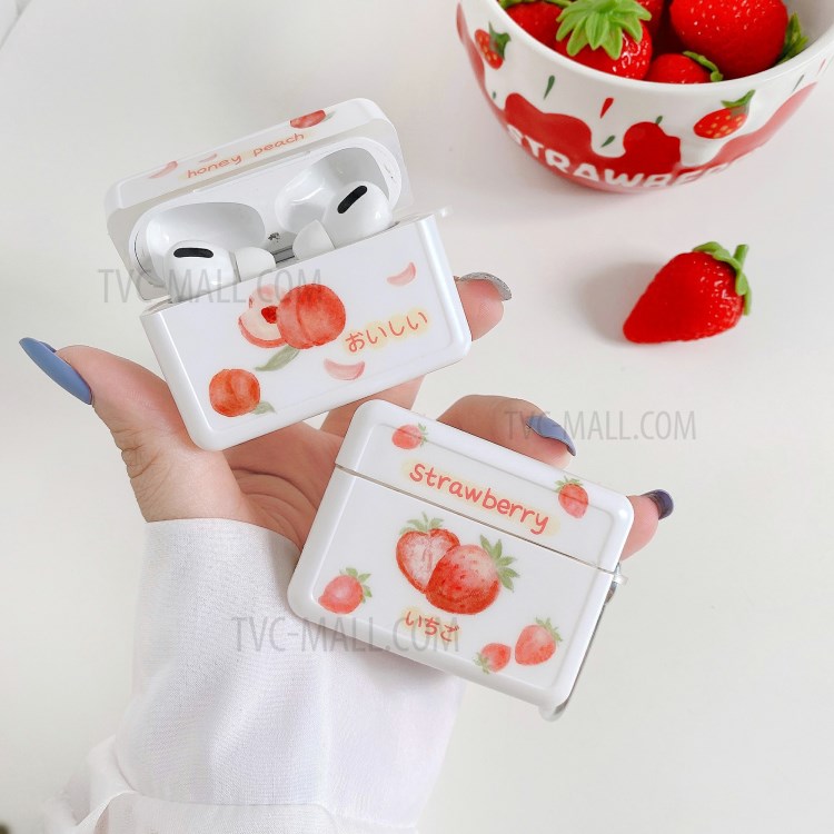 Strawberry and Peach Pattern IMD TPU Bluetooth Earphone Cover Case for Apple AirPods Pro - Strawberry-2