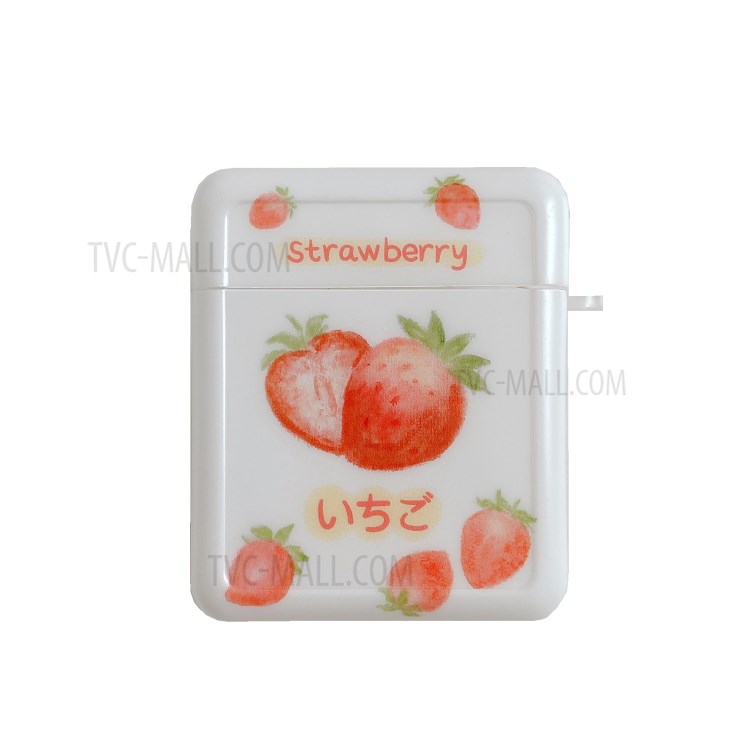 Strawberry and Peach Pattern Earphone Cover Case for Apple AirPods with Wireless Charging Case (2019)/with Charging Case (2016)/(2019) - Strawberry-2