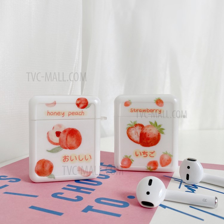 Strawberry and Peach Pattern Earphone Cover Case for Apple AirPods with Wireless Charging Case (2019)/with Charging Case (2016)/(2019) - Strawberry-3