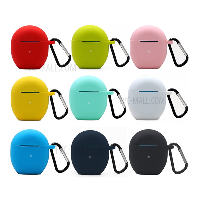 Silicone Protective Case with Carabiner for OnePlus Buds TWS Wireless Bluetooth Earphones - Red-3