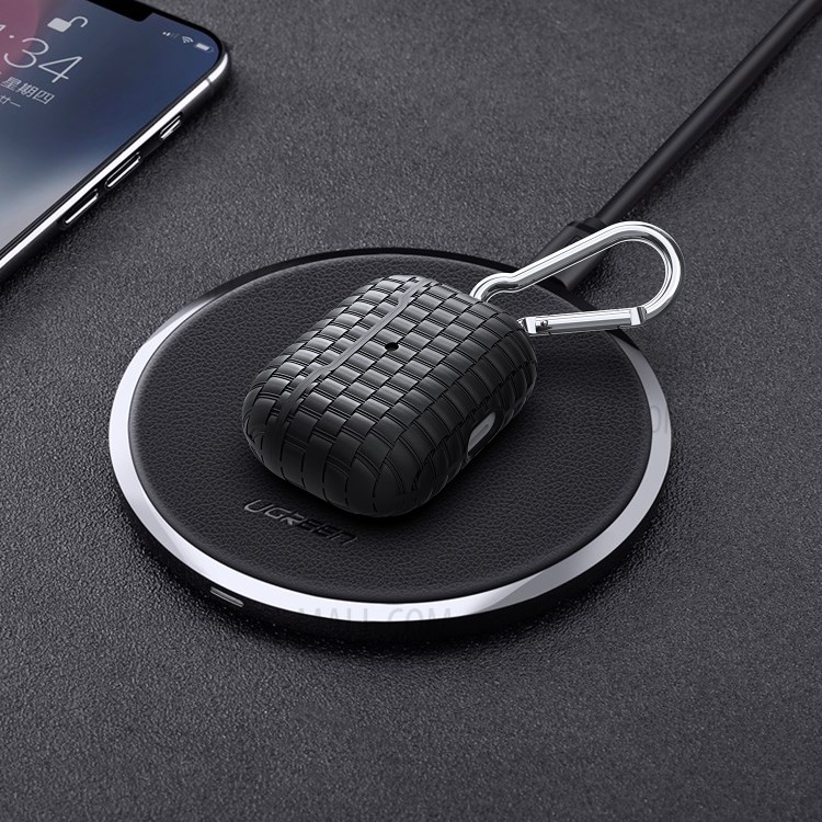 Woven Texture TPU Headset Earphone Cover for Apple AirPods Pro - Black-2