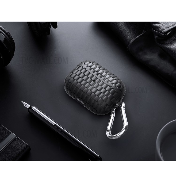 Woven Texture TPU Headset Earphone Cover for Apple AirPods Pro - Black-4