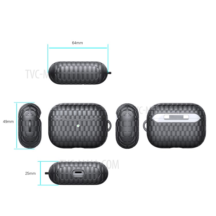 Woven Texture TPU Headset Earphone Cover for Apple AirPods Pro - Black-5