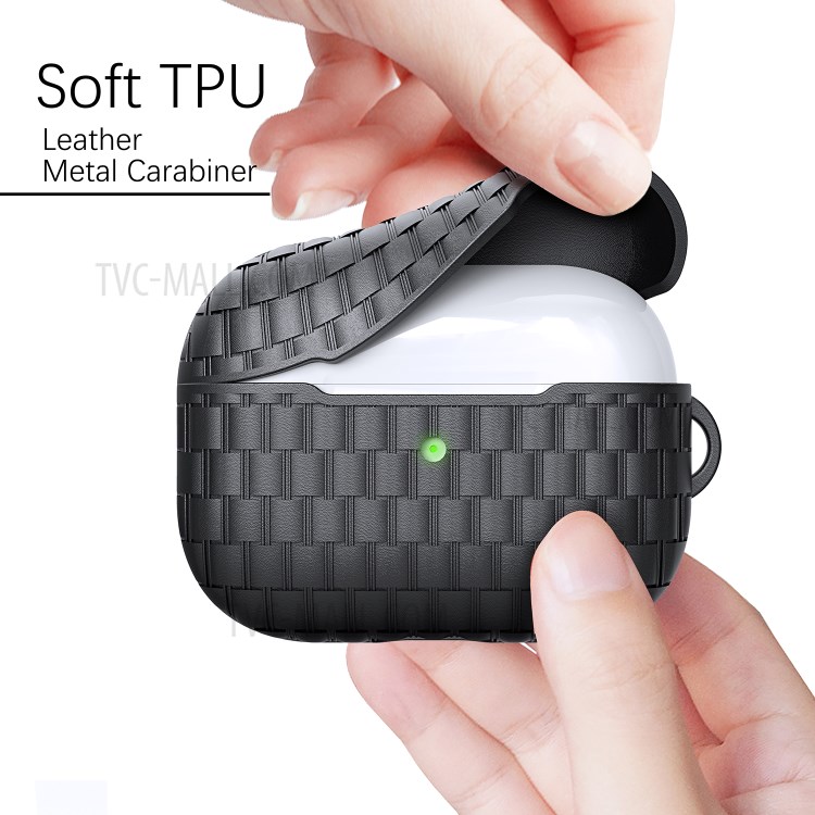 Woven Texture TPU Headset Earphone Cover for Apple AirPods Pro - Black-6