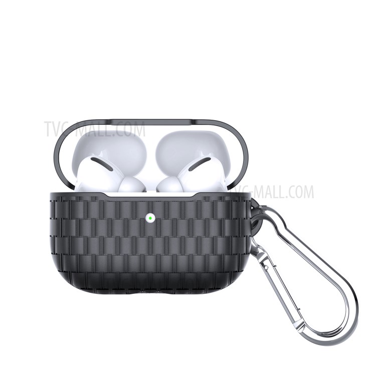Woven Texture TPU Headset Earphone Cover for Apple AirPods Pro - Black-7
