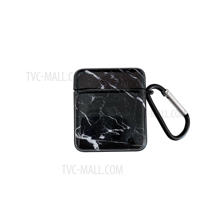 Simple IMD Marble Pattern TPU Protective Case for Apple AirPods with Charging Case (2016)/(2019)/Wireless Charging Case (2019) - Black-1
