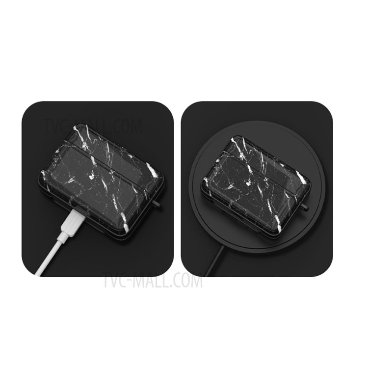 Simple IMD Marble Pattern TPU Protective Case for Apple AirPods with Charging Case (2016)/(2019)/Wireless Charging Case (2019) - Black-2