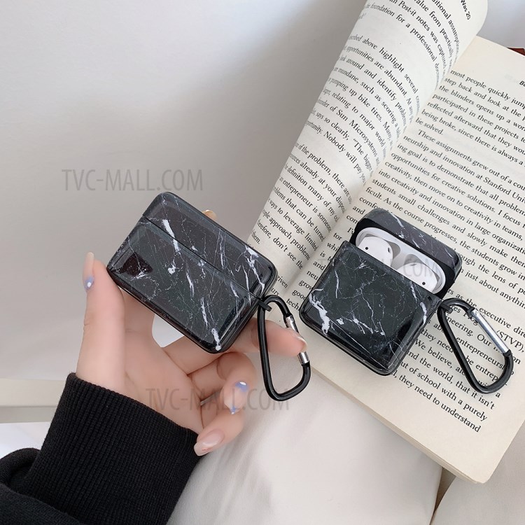 Simple IMD Marble Pattern TPU Protective Case for Apple AirPods with Charging Case (2016)/(2019)/Wireless Charging Case (2019) - Black-3