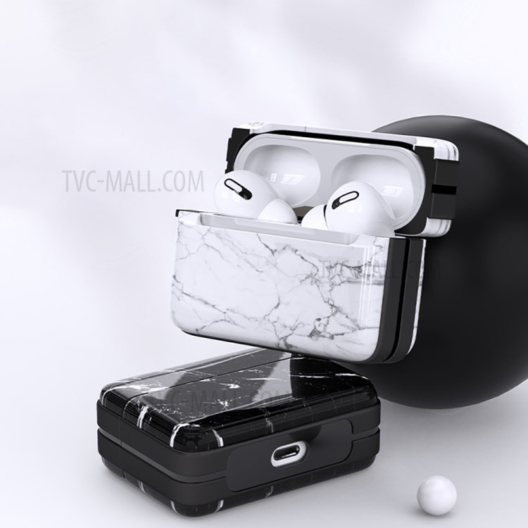 Simple IMD Marble Pattern TPU Protective Case for Apple AirPods with Charging Case (2016)/(2019)/Wireless Charging Case (2019) - Black-4
