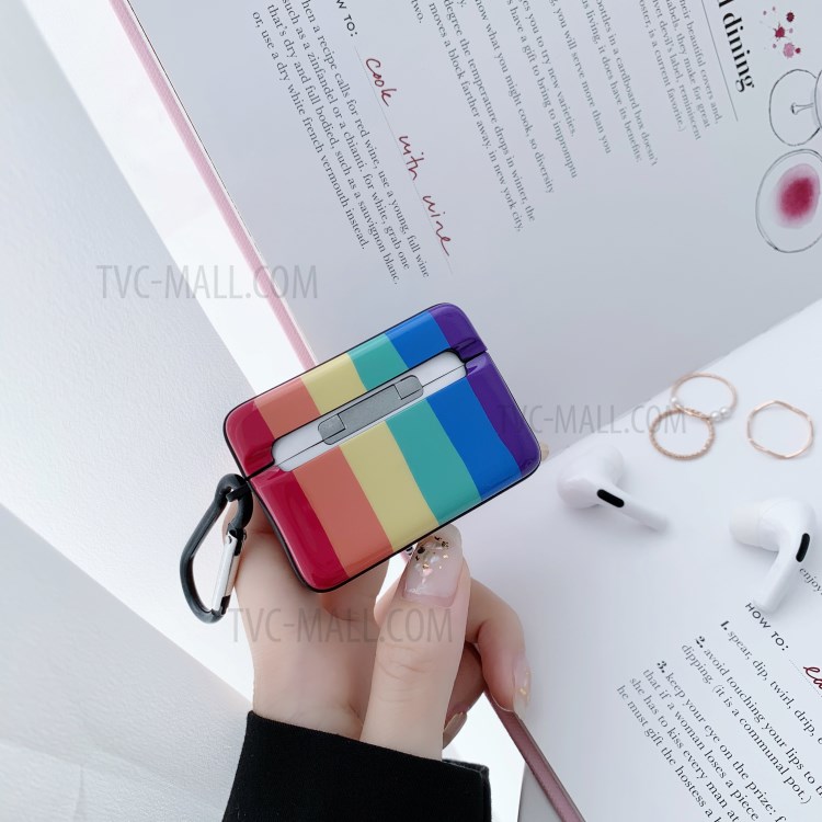 IMD Rainbow Pattern TPU Protective Case for Apple AirPods Pro-4