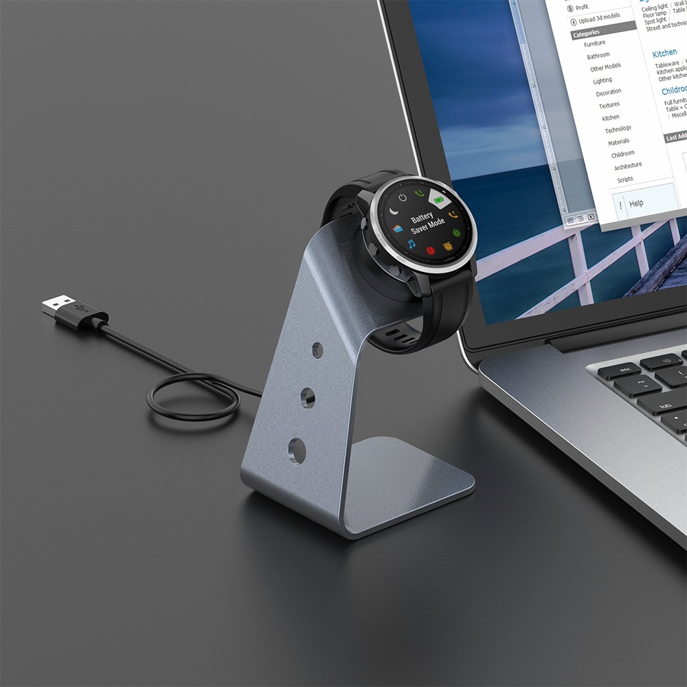 Charging Dock Stand Station Cradle Holder with 1.5M USB Cable for Garmin Forerunner 745/Fenix 6/Fenix 6X/Fenix 6S - Grey-15