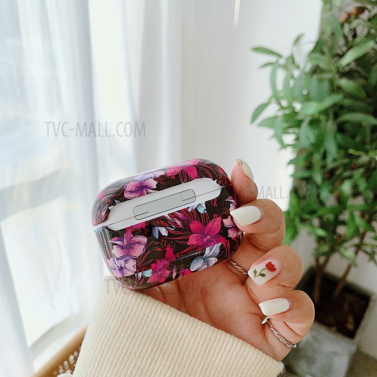 PC-Schutzwasseraufkleber Für Apple Airpods Pro - Schwarz / Blühende Blumen-2