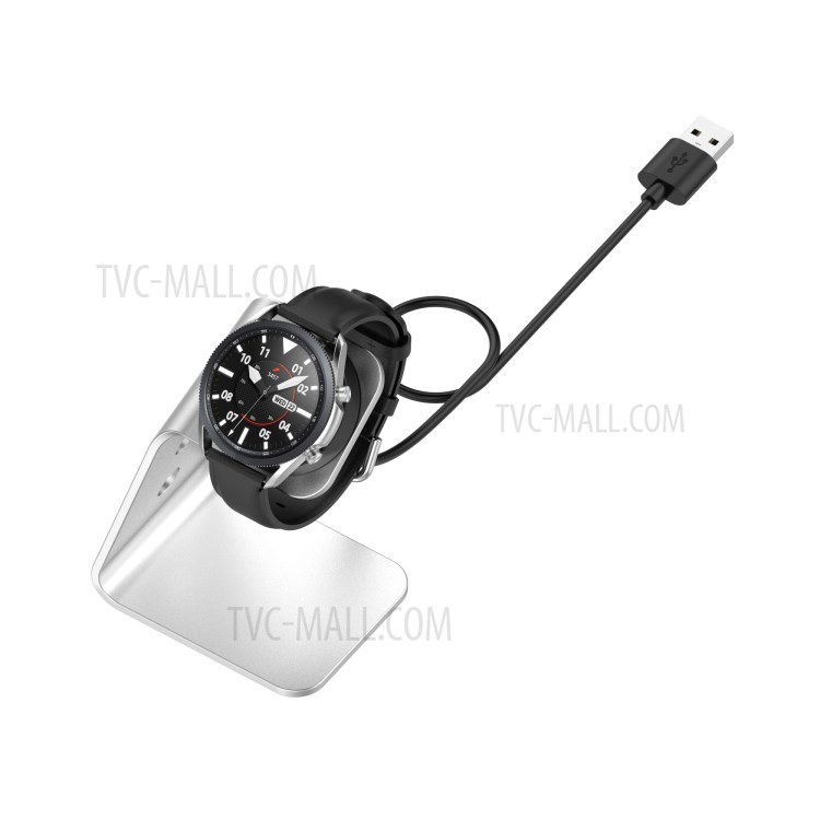 Aluminum Alloy USB Charging Dock Bracket Charging Cradle Stand for Samsung Galaxy Watch Active/Active2/Watch 3 Smart Watch - Silver-9