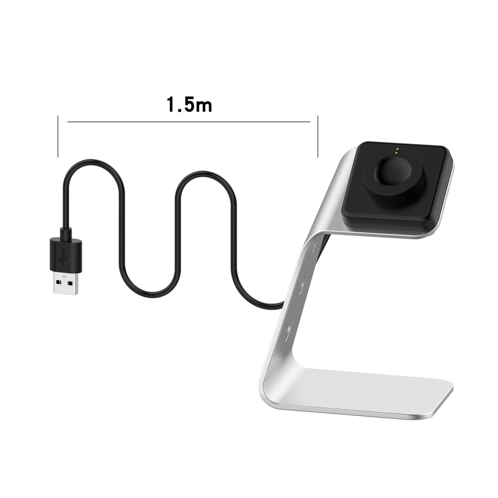 Smartwatch Aluminum Alloy Charging Stand Desktop Mount with 1.5m Cable for Fossil Gen5/Gen 4 - Silver-11