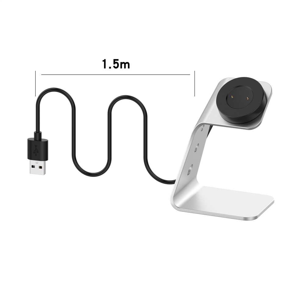 Cradle Charger Stand Holder Dock Station Base with 1.5M USB Cable for Huawei Watch GT/GT 2e/GT 2 (42mm/46mm)/Honor Watch GS Pro/Honor Magic/Honor Magic Watch 2 (42mm/46mm)/Honor Watch Dream - Silver-9