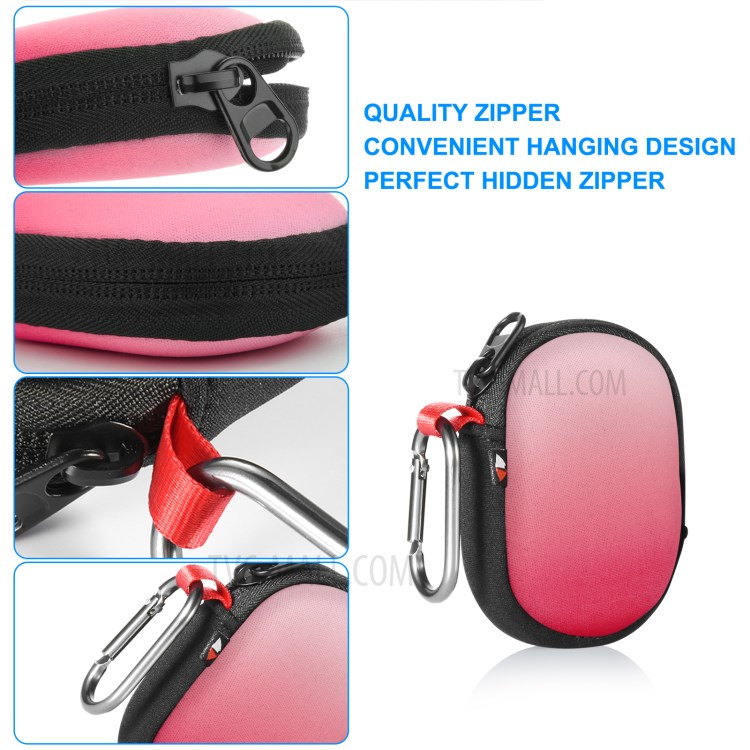TWS Bluetooth Earphones Case Gradient Neoprene Hanging Bag for AirPods Pro Beats Powerbeats Pro Tozo T6 - Red-3