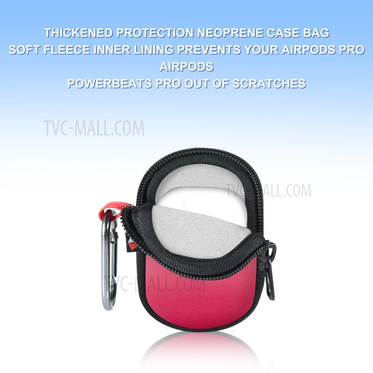 TWS Bluetooth Earphones Case Gradient Neoprene Hanging Bag for AirPods Pro Beats Powerbeats Pro Tozo T6 - Red-4