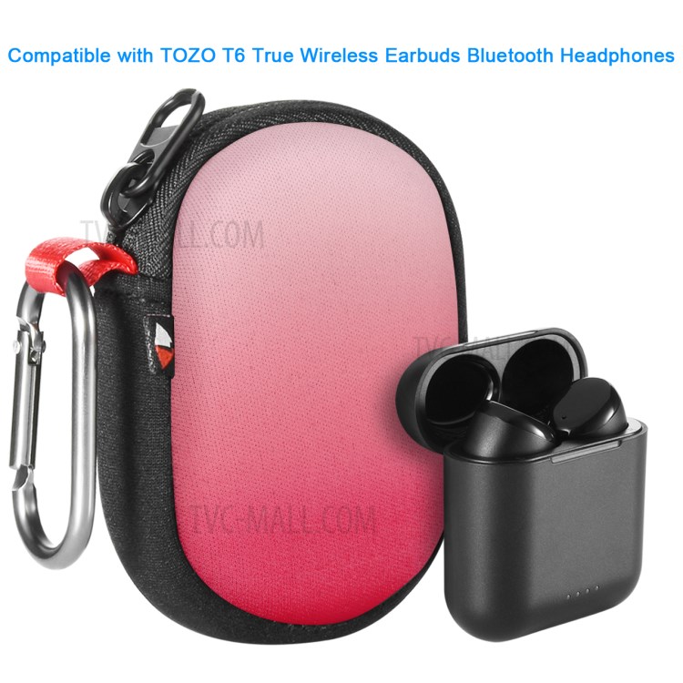 TWS Bluetooth Earphones Case Gradient Neoprene Hanging Bag for AirPods Pro Beats Powerbeats Pro Tozo T6 - Red-5