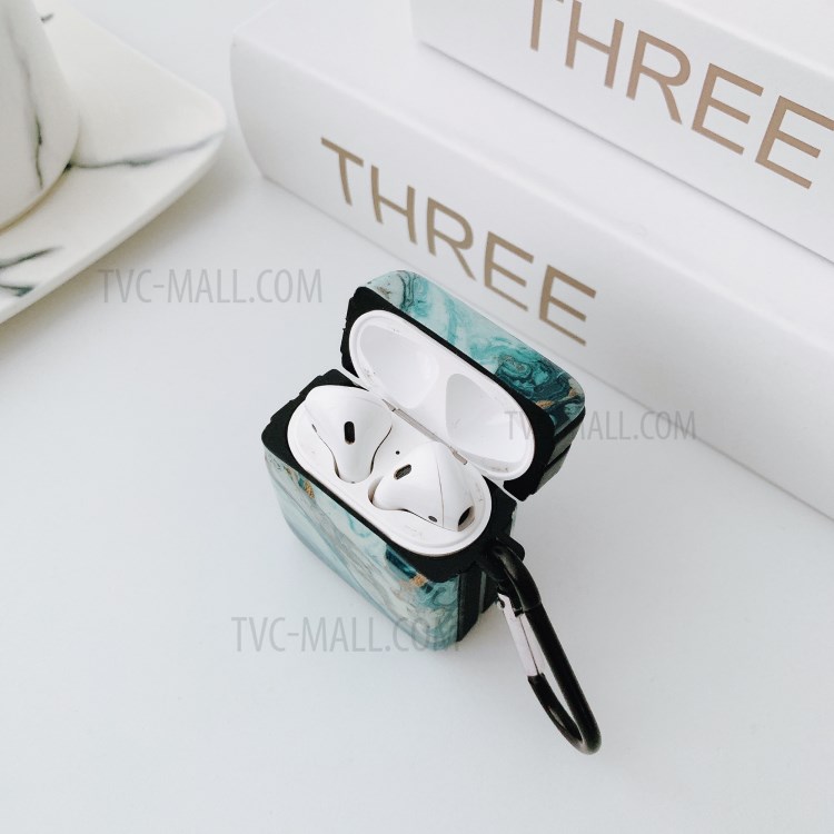 IMD Gilding Marble Pattern Design Soft TPU Protective Case for Apple AirPods with Charging Case (2016)/Apple AirPods with Charging Case (2019)/Wireless Charging Case (2019) - Style A-2