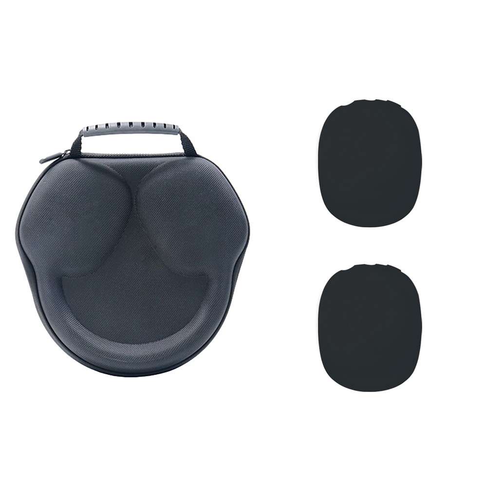 Silicone Over Ear Headphone Case Headset Protective Sleeve with Storage Bag for AirPods Max - Black-1