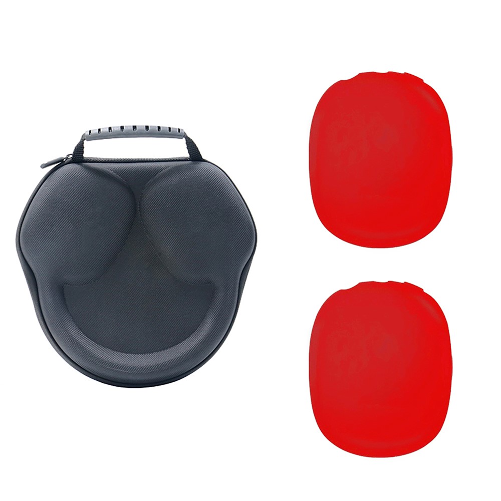 Silicone Over Ear Headphone Case + Protective Sleeve Bag for AirPods Max with USB-C / Max - Red