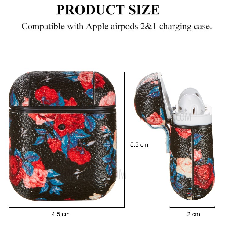 Flower Pattern Printing Skin PC Protective Earphone Case for Apple AirPods with Charging Case (2016)/(2019)/Wireless Charging Case (2019) - Style A-3