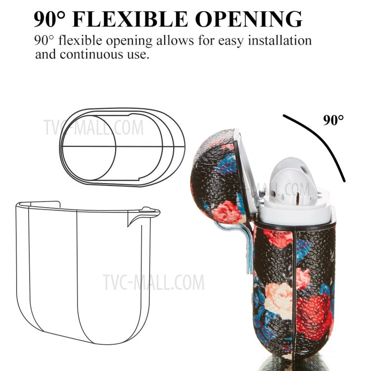 Flower Pattern Printing Skin PC Protective Earphone Case for Apple AirPods with Charging Case (2016)/(2019)/Wireless Charging Case (2019) - Style A-4