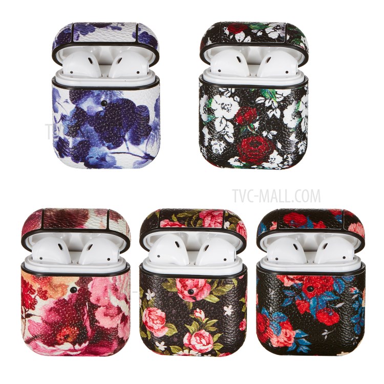 Flower Pattern Printing Skin PC Protective Earphone Case for Apple AirPods with Charging Case (2016)/(2019)/Wireless Charging Case (2019) - Style A-7