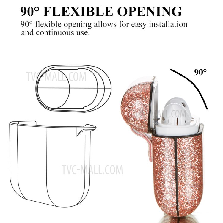Glitter Powder Series PC Protective Earphone Case for Apple AirPods with Charging Case (2016)/(2019)/Wireless Charging Case (2019) - Orange-4