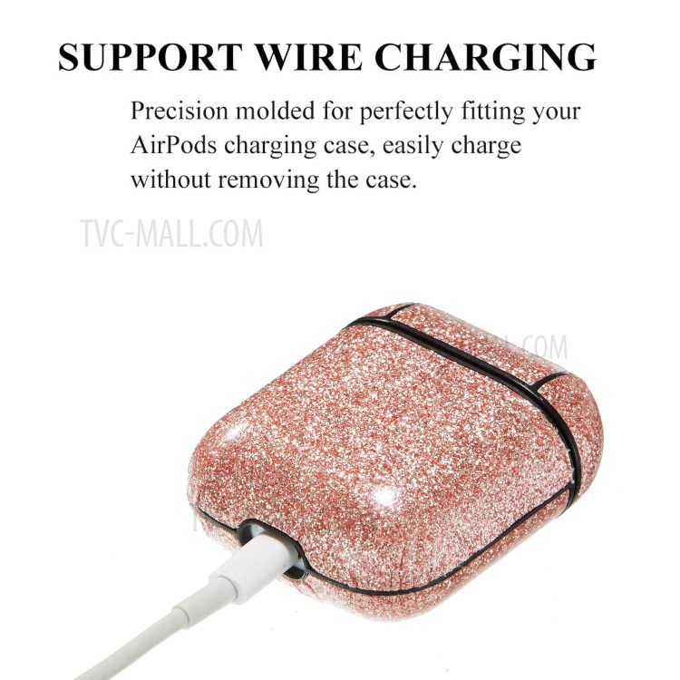 Glitter Powder Series PC Protective Earphone Case for Apple AirPods with Charging Case (2016)/(2019)/Wireless Charging Case (2019) - Orange-5