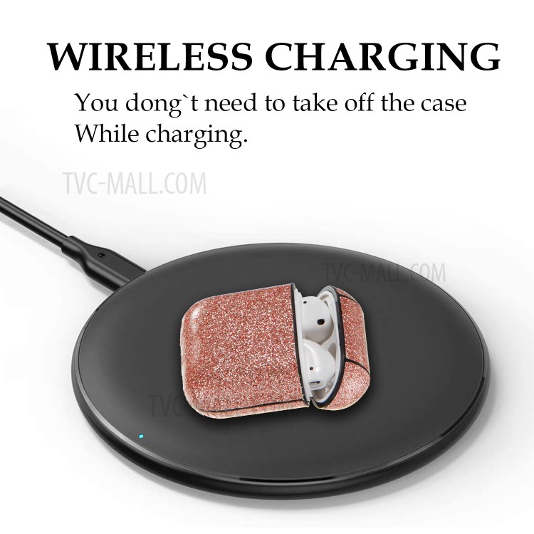 Glitter Powder Series PC Protective Earphone Case for Apple AirPods with Charging Case (2016)/(2019)/Wireless Charging Case (2019) - Orange-6