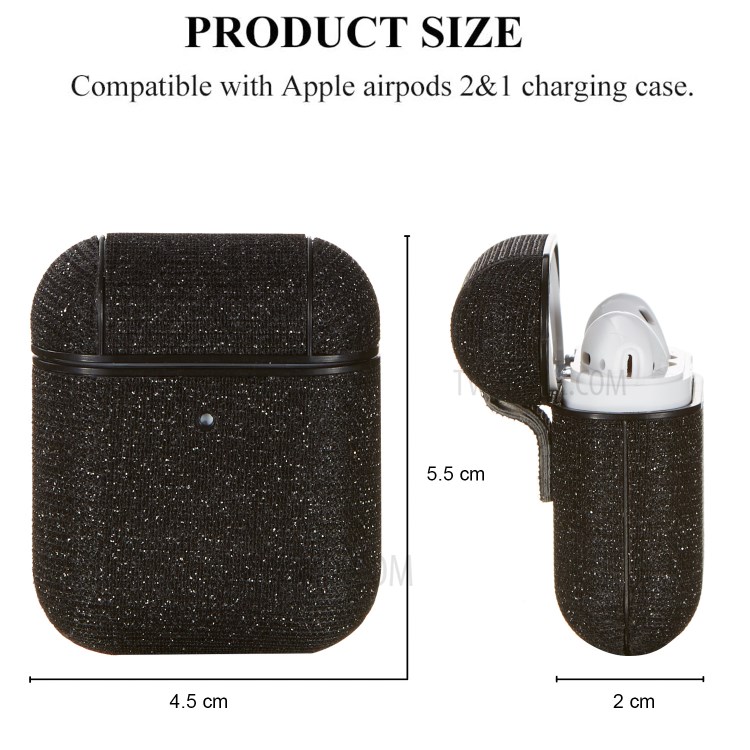 Ослепительная Серия PC Защитный Чехол Для Наушников Для Apple Airpods С Зарядкой Case (2016) / (2019) / Case Wireless Case (2019) - Черный-3