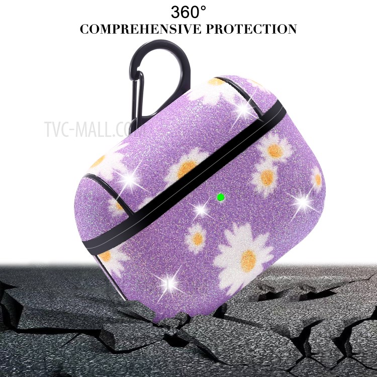 Daisy Pattern Printing Skin PC Protective Earphone Case for Apple AirPods Pro - Purple-11