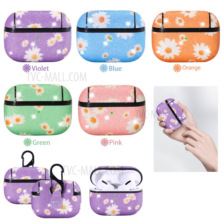 Daisy Pattern Printing Skin PC Protective Earphone Case for Apple AirPods Pro - Purple-12