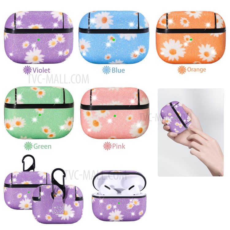 Daisy Pattern Printing Skin PC Защитные Наушники Для Apple AirPods Pro - Пурпурный-12