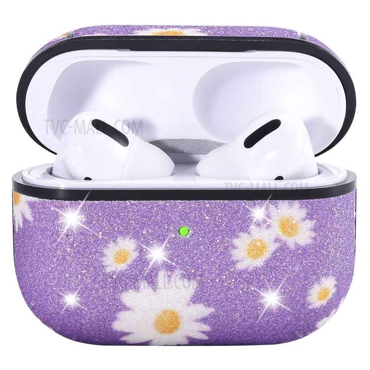 Daisy Pattern Printing Skin PC Защитные Наушники Для Apple AirPods Pro - Пурпурный-5