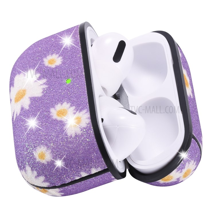 Daisy Pattern Printing Skin PC Защитные Наушники Для Apple AirPods Pro - Пурпурный-8