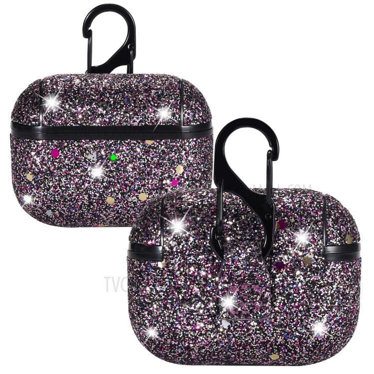 Heart Shape Glitter Sequins Series PC Protective Earphone Case for Apple AirPods Pro - Claret-1