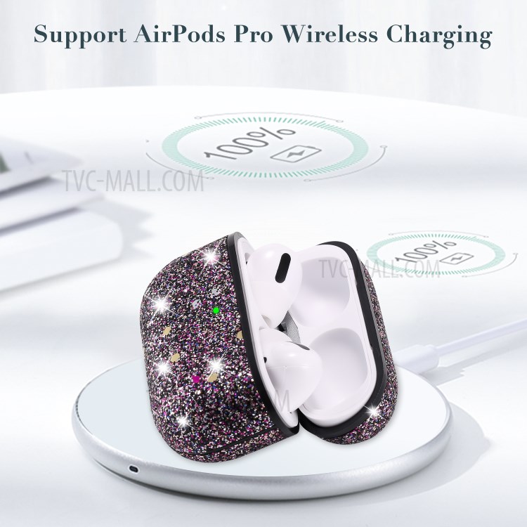 Heart Shape Glitter Sequins Series PC Protective Earphone Case for Apple AirPods Pro - Claret-10
