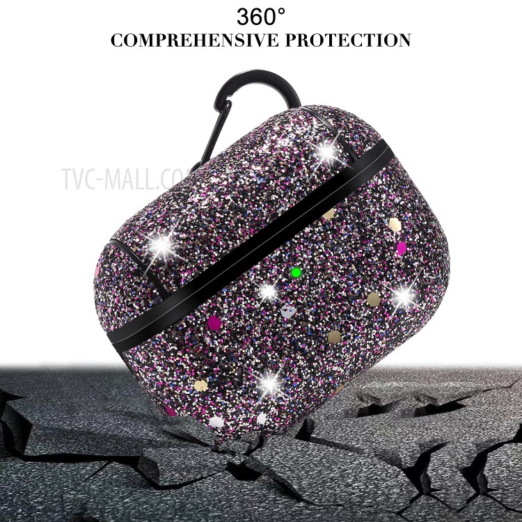 Heart Shape Glitter Sequins Series PC Protective Earphone Case for Apple AirPods Pro - Claret-11