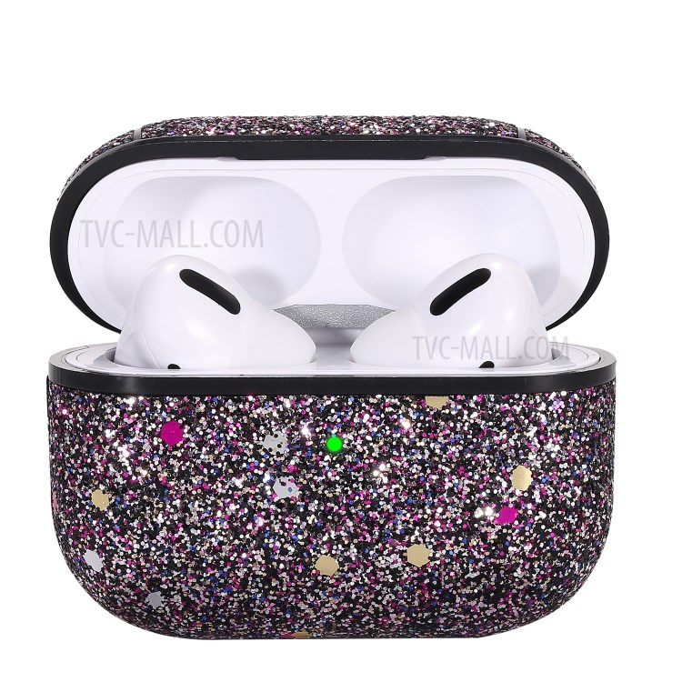 Heart Shape Glitter Sequins Series PC Protective Earphone Case for Apple AirPods Pro - Claret-5
