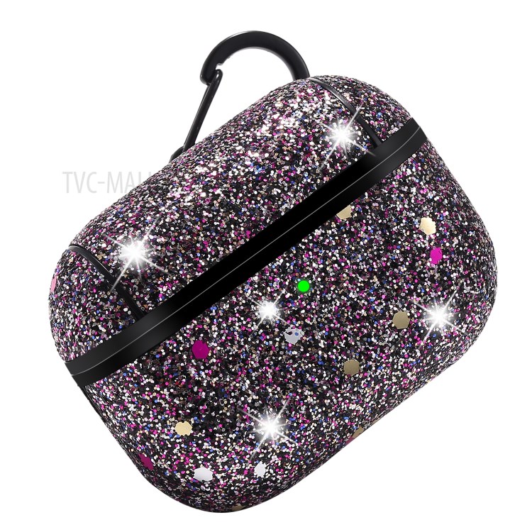 Heart Shape Glitter Sequins Series PC Protective Earphone Case for Apple AirPods Pro - Claret-7