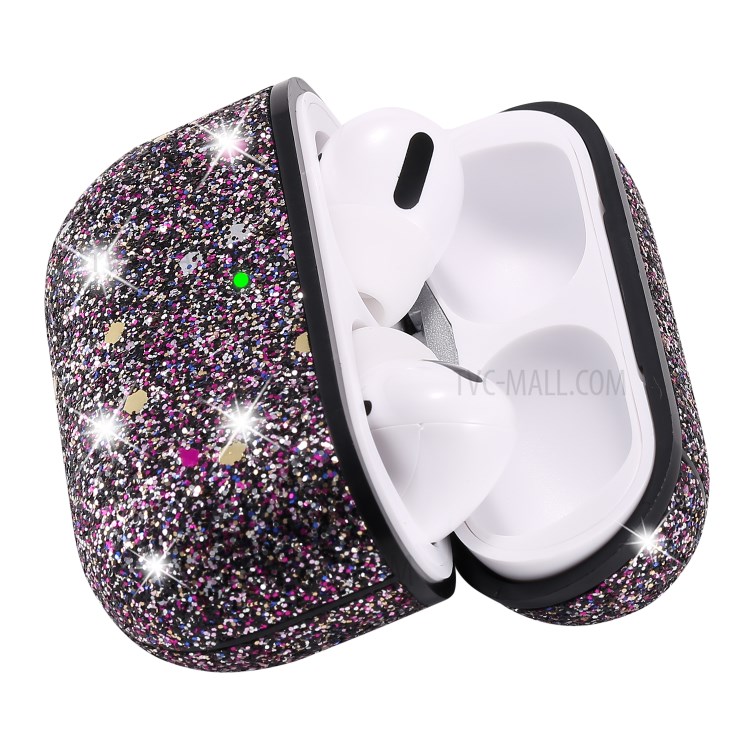 Heart Shape Glitter Sequins Series PC Protective Earphone Case for Apple AirPods Pro - Claret-8