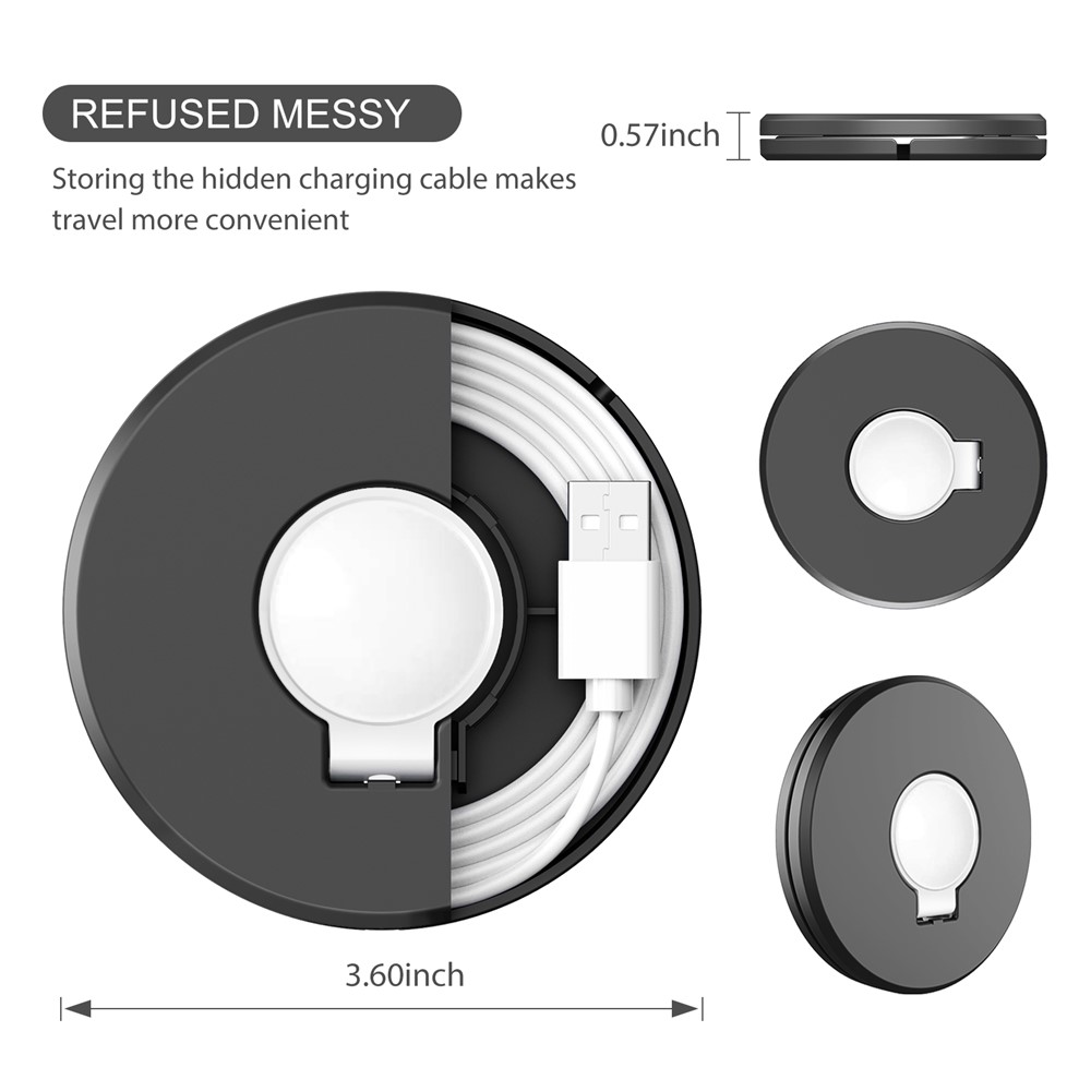 QS-03 Portable Folding Wireless Charger Cable Winder Stand Dock for Samsung Galaxy Watch Active/Active2/Watch3 - Black-6