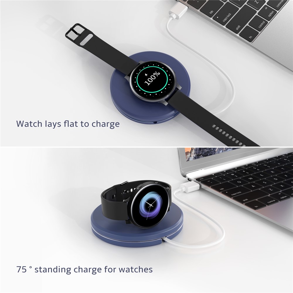 QS-03 Tragbare Folding Wireless Ladegerät Kabel Wicker Stand Dock Für Samsung Galaxy Watch Active / Active2 / Watch3 - Blau-3