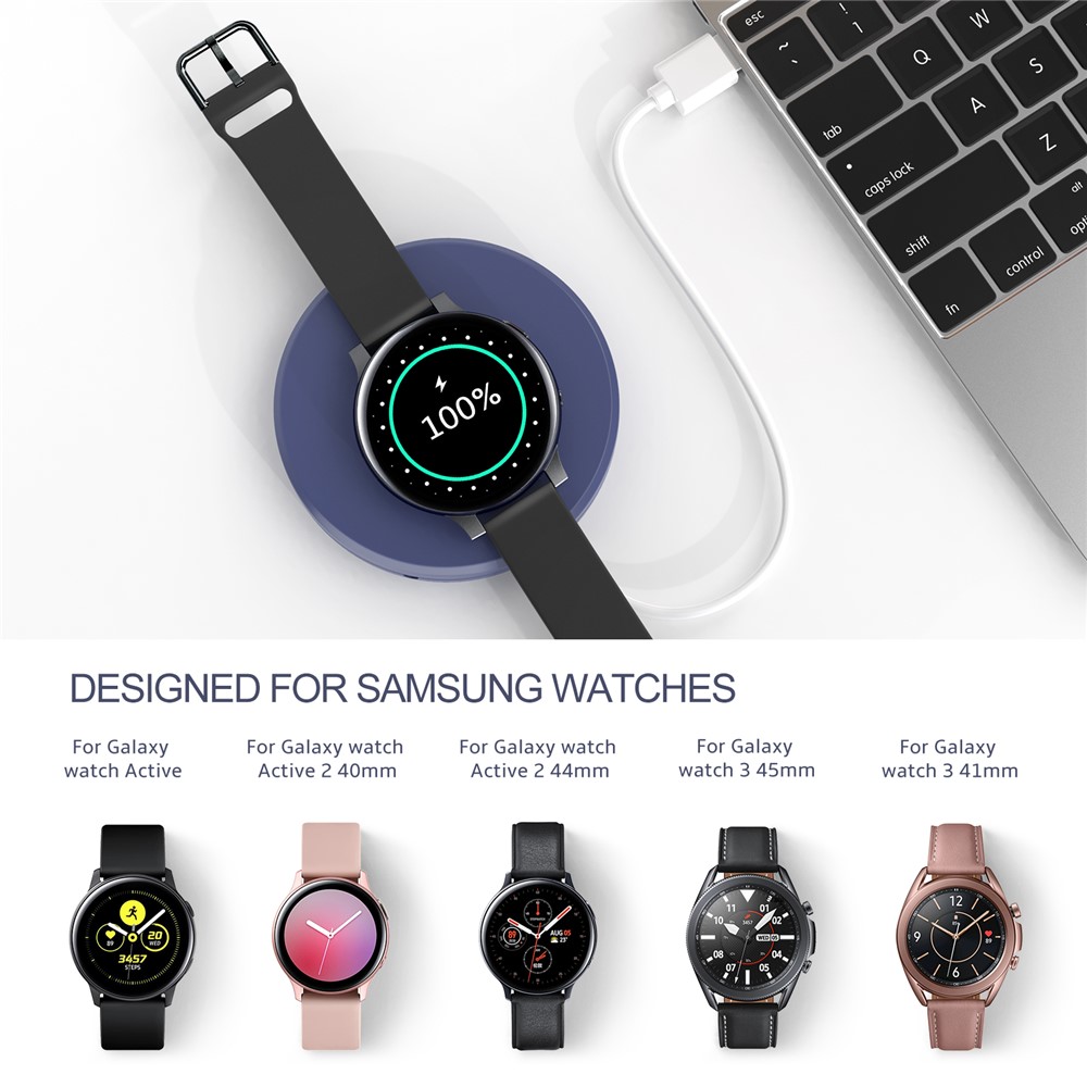 QS-03 Tragbare Folding Wireless Ladegerät Kabel Wicker Stand Dock Für Samsung Galaxy Watch Active / Active2 / Watch3 - Blau-4