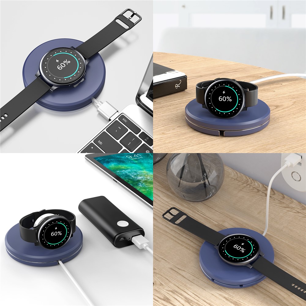 QS-03 Tragbare Folding Wireless Ladegerät Kabel Wicker Stand Dock Für Samsung Galaxy Watch Active / Active2 / Watch3 - Blau-5